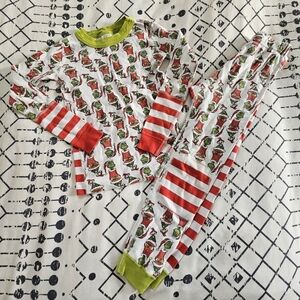Hanna Andersson Grinch Christmas Long John Organic Cotton Pajama Set,  120/6-7